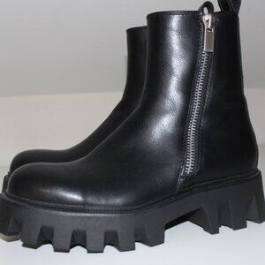 Zara Black Lug Sole Chunky Chelsea Boots Ankle Blogger Favorite EU 41 US 8 Moto